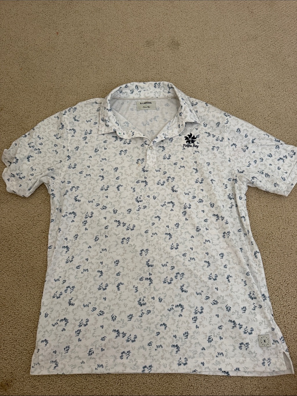Linksoul White Polo with Blue Floral Print